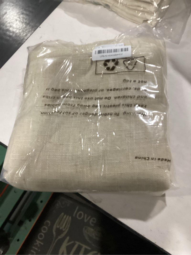 LAMIT Faux Linen Curtains 63 inches Long for Bedroom, Back Tab and Rod Pocket Linen Drapes Light Fil