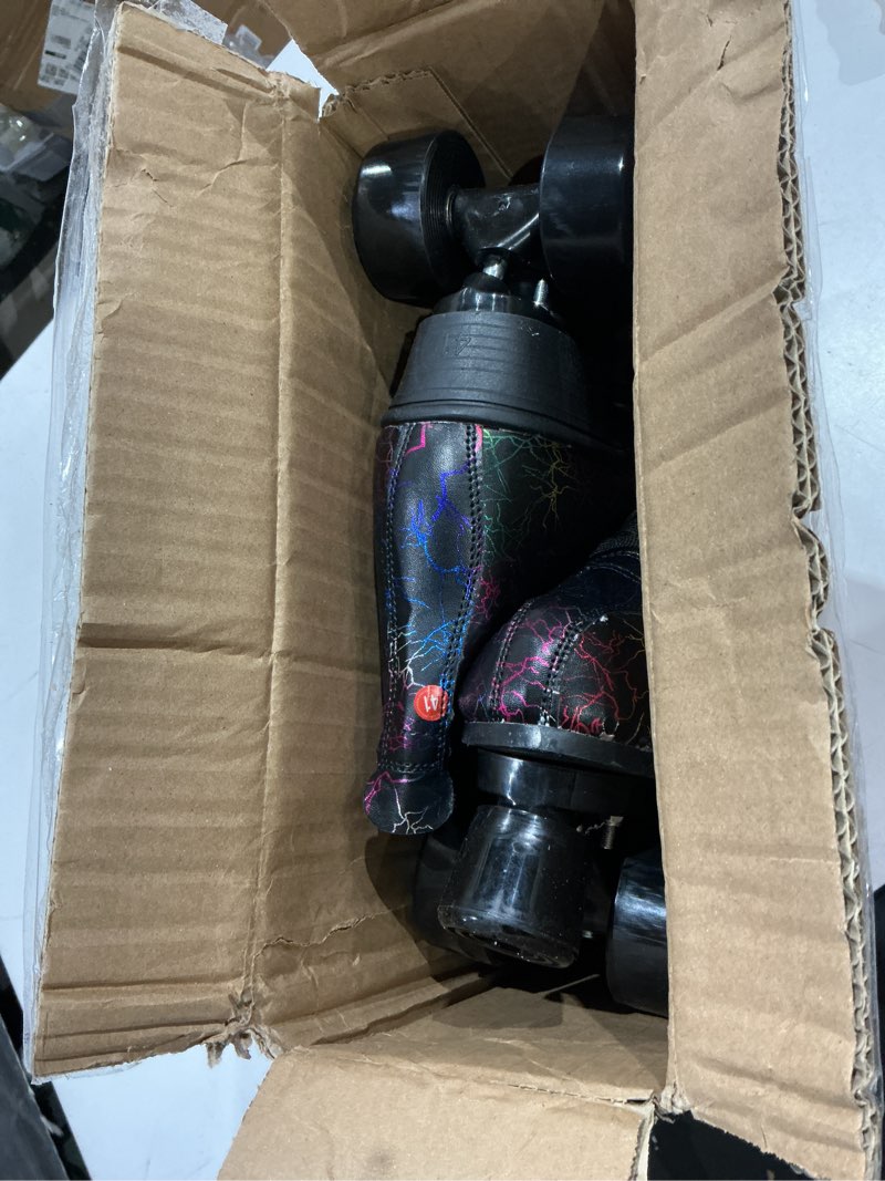 Condition photo showing Good Condition for roller skates for women and mens, classic high-top 4 wheels skating roller double row skates for indoor and outdoor unisex christmas party with bag