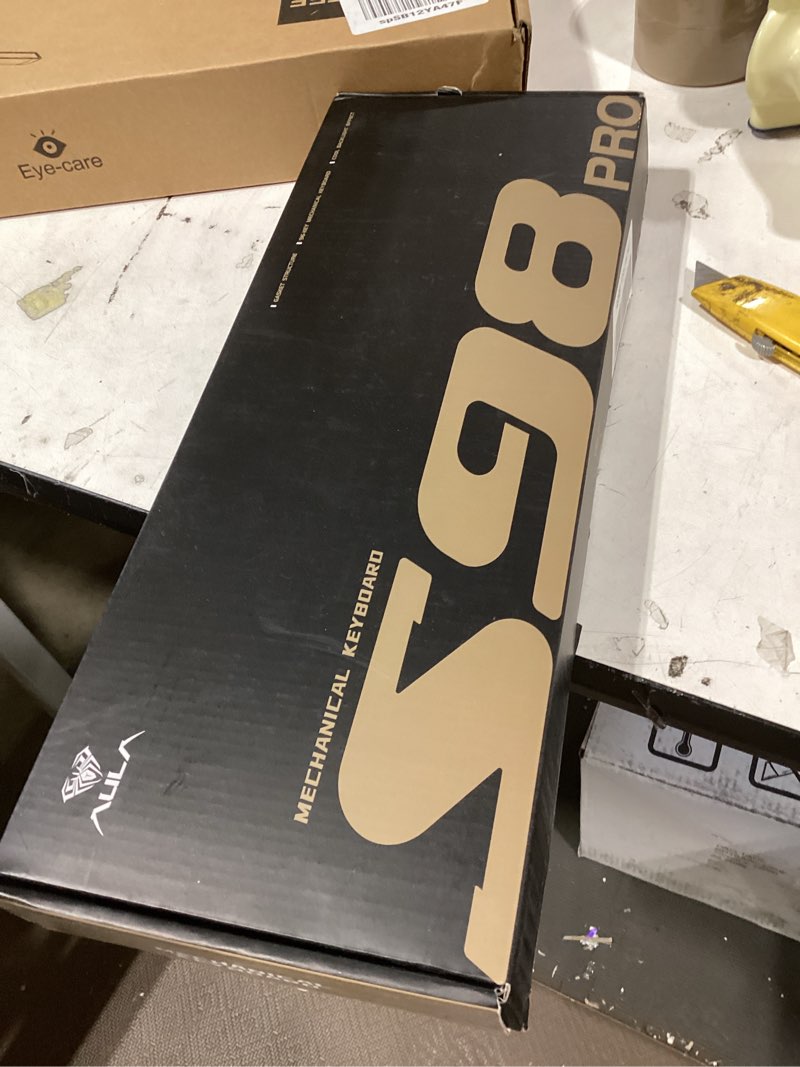 Condition photo showing New/Like New for aula s98 pro wireless mechanical keyboard with screen & knob,2.4ghz/usb-c/bt5.0 hot swappable pink creamy keyboard,pre-lubed linear switches,side printed pbt keycaps,rgb backlit gaming keyboards side printed pink