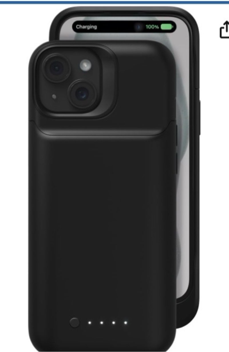 mophie juice pack iphone 15 battery case - legendary power & protection - up to 50% extra battery, 6ft drop safety, eco-friendly design, black