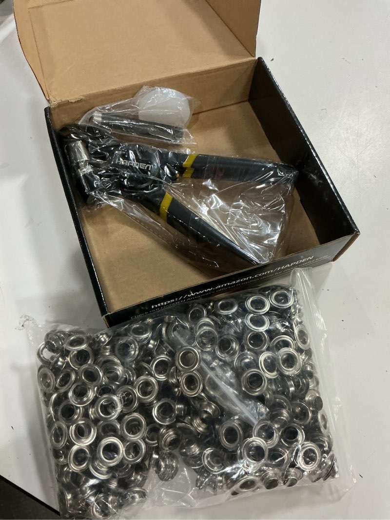 Condition photo showing New/Like New for hapden grommet tool kit, 3/8 inch handheld eyelet kit manual grommet press machine with 500 pcs 10 mm grommets 10mm grommet kit