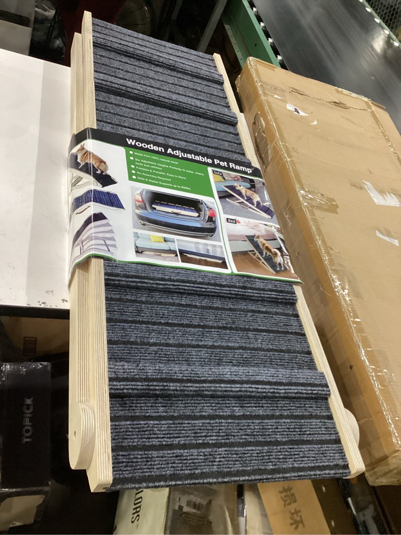 Condition photo showing Good Condition for dog ramp for bed, folding wooden pet ramp for small large dogs cats, 7 adjustable height from 10.8" to 26.6", portable stable dog pet steps for car couch high bed, supports up to 200lbs