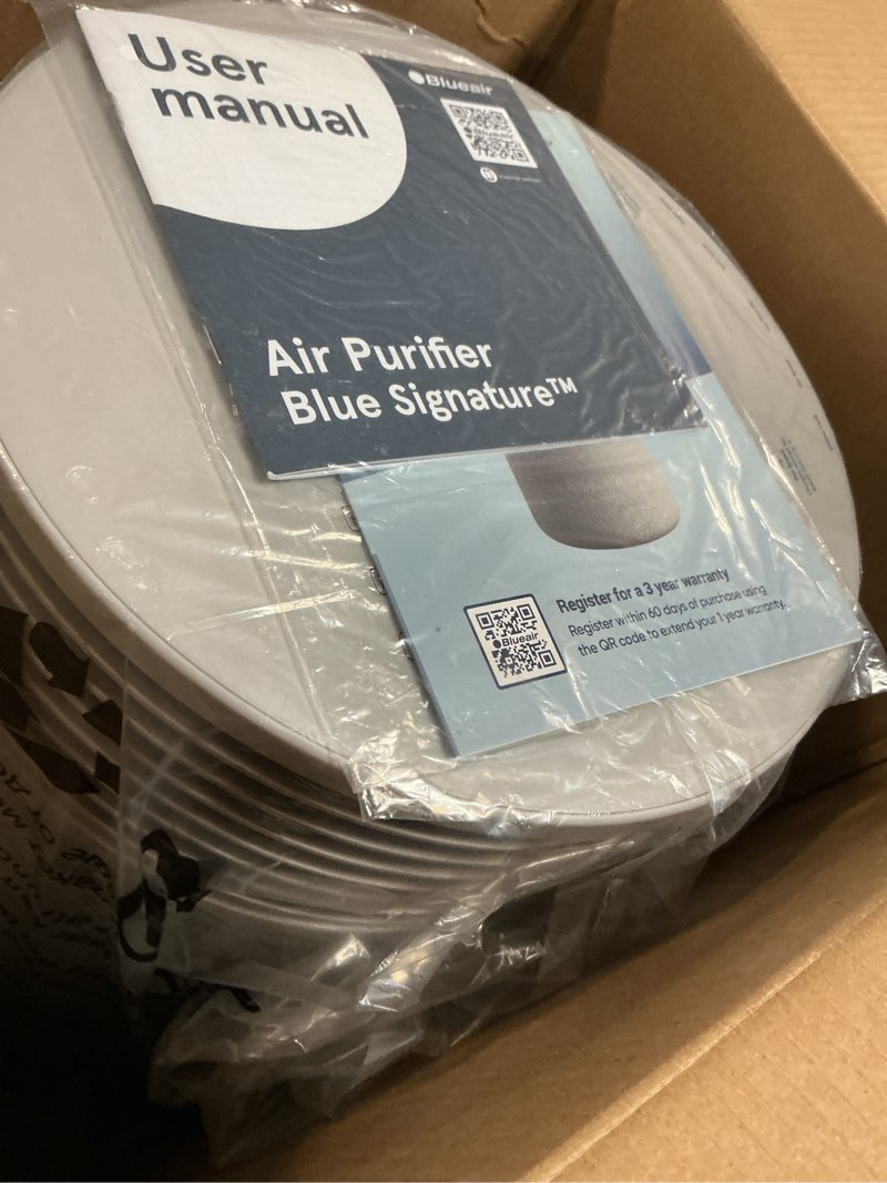 Condition photo showing Good Condition for blueair blue signature sp3i air purifier for medium rooms up to 498 sq ft, hepasilent filtration, wifi smart control, auto mode, odor & smoke removal, pet hair & dust, aham verified, table design
