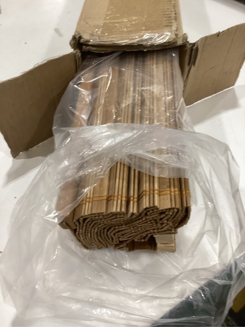 Condition photo showing Good Condition for lazblinds cordless bamboo roman shades, light filtering window treatment, roll up bamboo blinds for windows, 31'' w x 60'' h light filtering - squirrel 31'' w x 60'' h