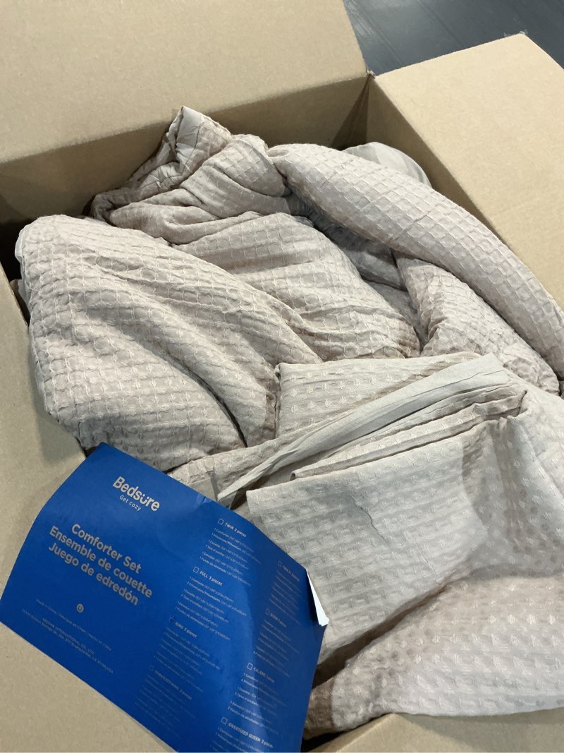 Condition photo showing Good Condition for Bedsure Cotton Duvet Cover King - 100% Cotton Waffle Weave Khaki Duvet Cover King Size, GentleSoft™ and Breathable Tan Bedding Set for All Season, 3 Pieces, 104"x90" King (104" x 90") 05 - Khaki (No Comforter)