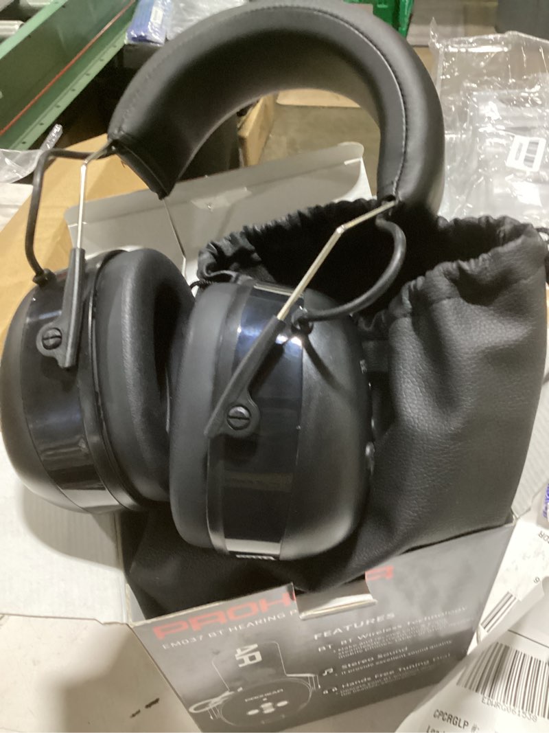 Condition photo showing Good Condition for prohear 037 bluetooth 6.0 hearing protection headphones with rechargeable 1500mah battery, 30db snr safety noise reduction ear muffs 120h playtime for mowing, workshops, snowblowing - black 037black