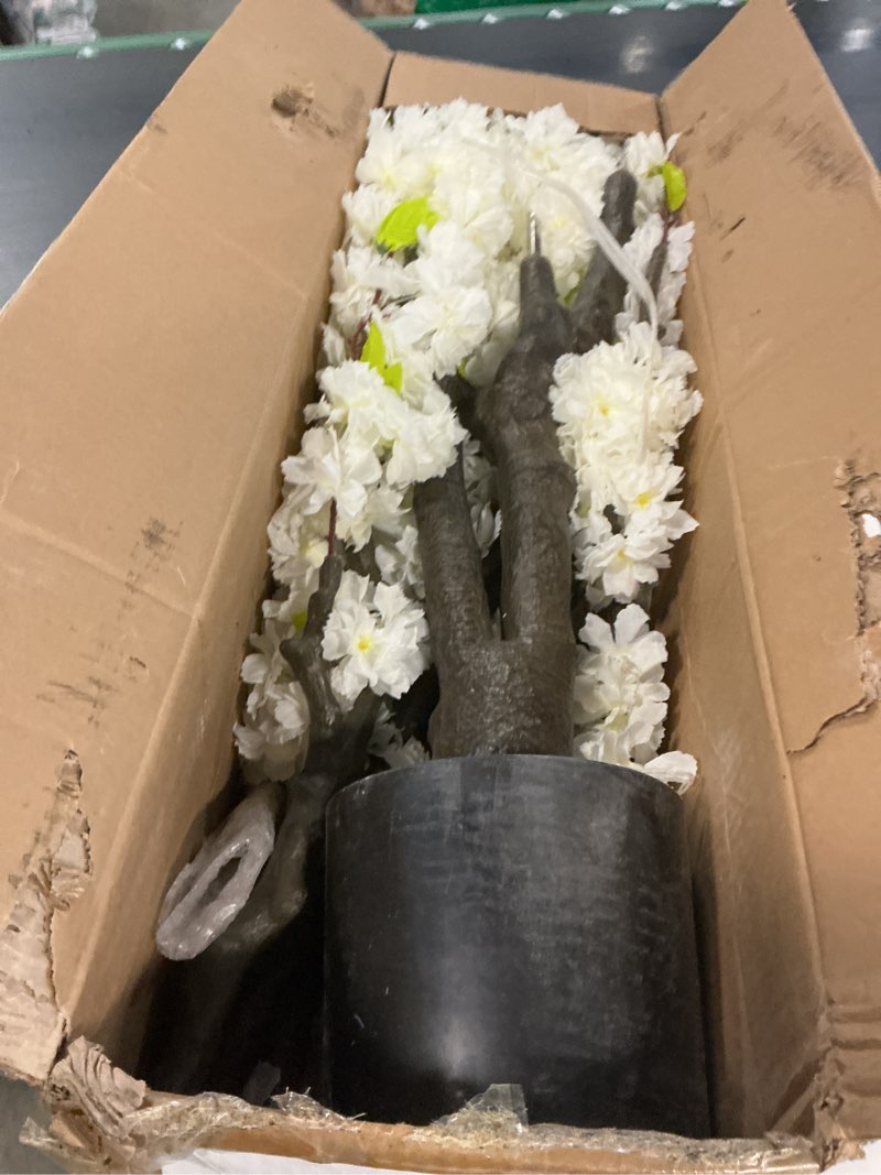 Condition photo showing Good Condition for 6ft tall cherry blossom artificial tree, handmade white cherry tree, fake flower faux silk leaves plant, artificial plants for home office indoor outdoor party wedding christmas decor white cherry blossom 1 6ft