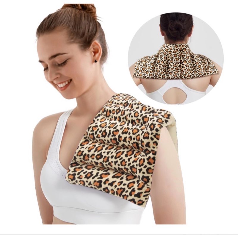 Microwave Heating Pad for Pain Relief, 8 x 16 Microwavable Moist Heat Pads for Neck, Shoulder, Back, Knee, Period Cramps, Rice Heat Pack Hot & Cold Compress Reusable & Portable Multi-function Pad - Leopard Print