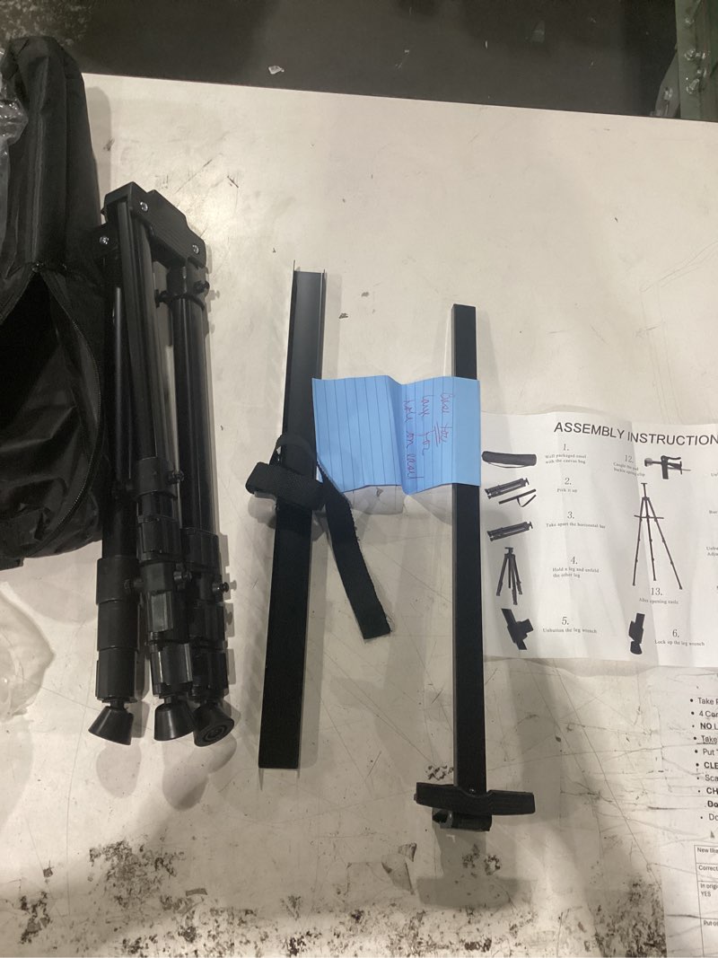 Condition photo showing As Is for as is (missing parts)rrftok easel stand for sign and painting: art portable adjustable metal tripod easels for display height from 17 to 66 inch -canvas stand for table-top/floor paint - gifts for teens art supplies 66bc 1-pack