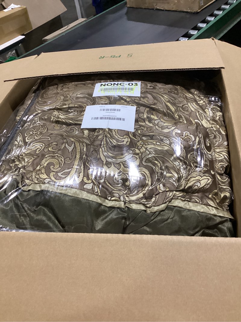 Condition photo showing Good Condition for Madison Park Essentials Brystol 24 Piece Room in a Bag Faux Silk Comforter Jacquard Paisley Design Matching Curtains Down Alternative Hypoallergenic All Season Bedding-Set, Queen(90"x90"), Brown Brown Queen (90 in x 90 in) Paisley