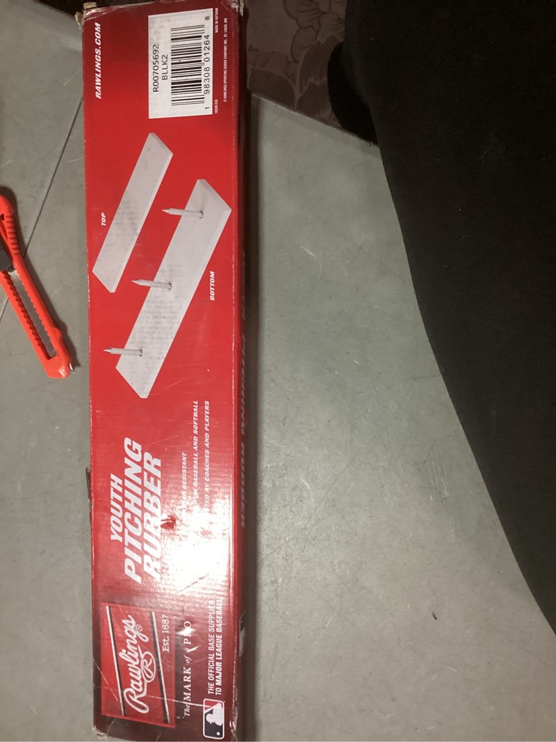 Condition photo showing As Is for rawlings | spiked end pitching rubber | official youth 18"