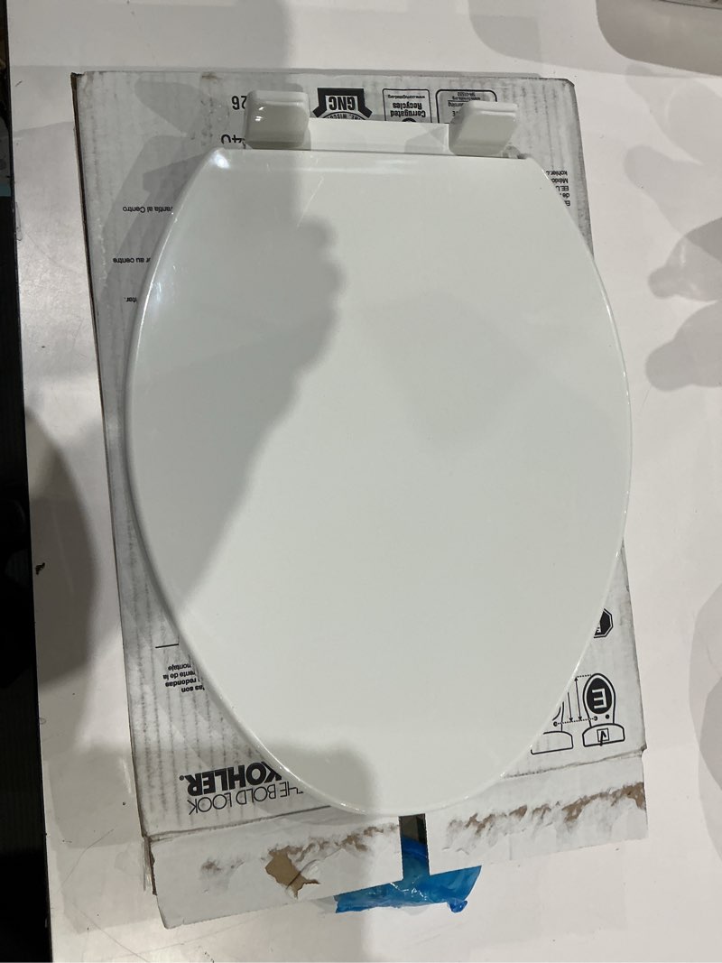 Condition photo showing Good Condition for kohler k-20110-0 brevia elongated toilet seat with grip-tight bumpers, quiet-close seat, quick-attach hardware, white