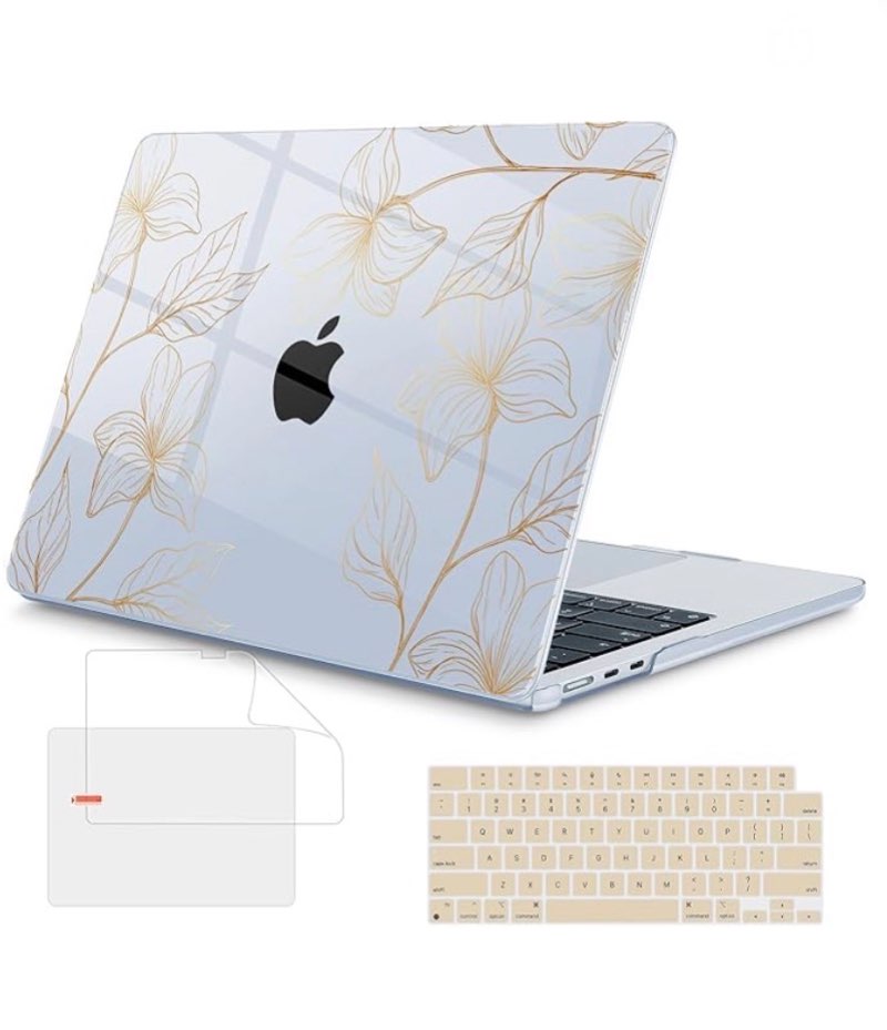 Mektron for 2025 MacBook Air 15 inch M4 Case A3241/ 2024 M3 A3114/ 2023 A2941 M2 Hard Printed Case with 15.3 Liquid Retina Display Touch ID, Plastic Hard Cover & Keyboard Skin- Bows C355-transparent.