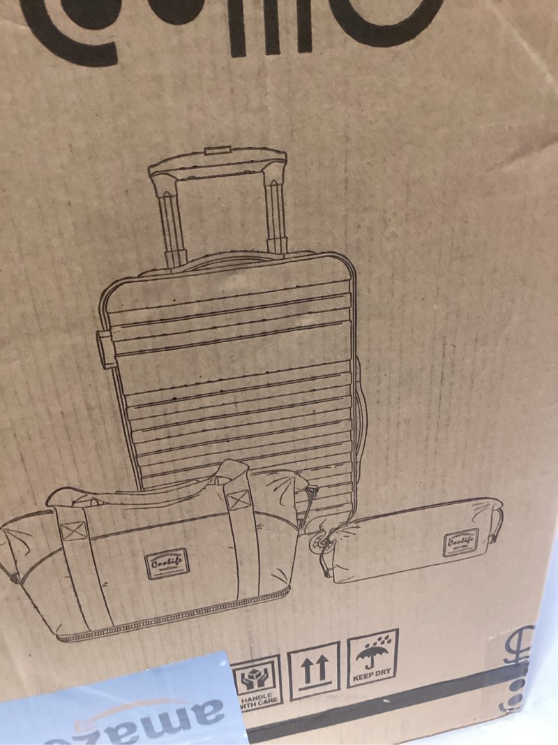 Condition photo showing New/Like New for COOLIFE Luggage Carry On Luggage Suitcase Softside Wheeled Luggage Lightweight Rolling Travel Bag, White, 3 Piece Set (DB/TB/20), Luggage Set with Bags 3 piece set (DB/TB/20) White
