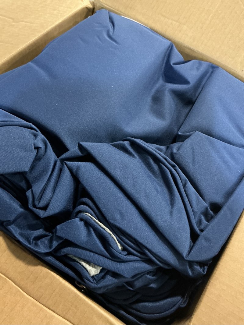 Condition photo showing As Is for 24x24 inch outdoor chair cushions set of 2, patio furniture cushions - removable cover, water-repellent, fade-resistant, non-slip bottom & straps, replacement for deep seat sofa & couch - navy