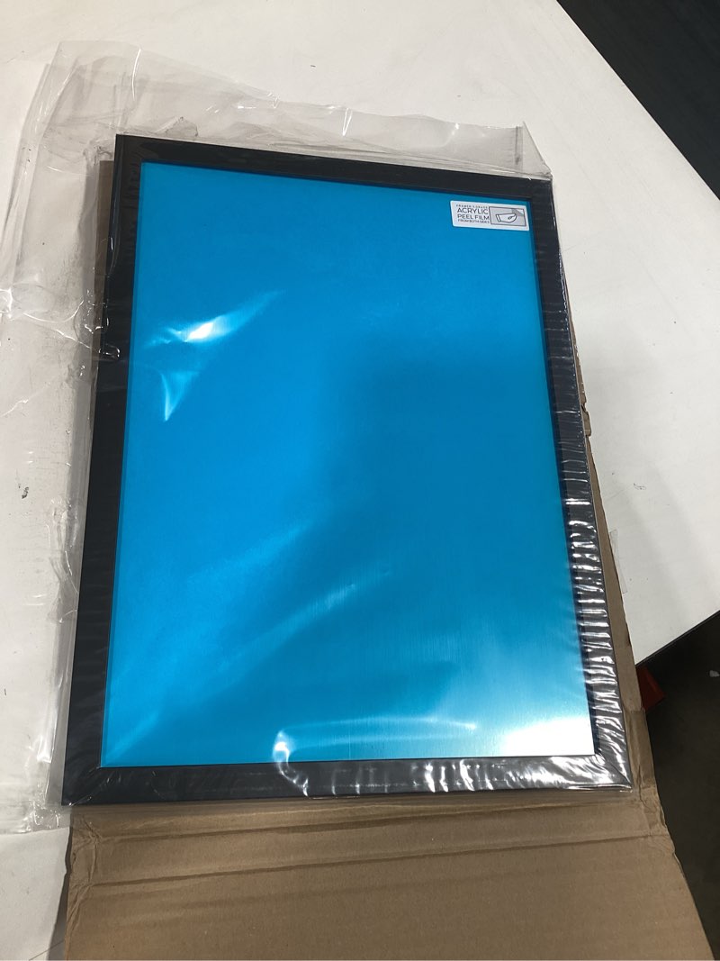 Condition photo showing New/Like New for poster palooza 13x18 frame black solid wood picture frame | 0.75 inch moulding width | includes uv acrylic plexiglass, foam board backing & hanging hardware black 0.56" wide