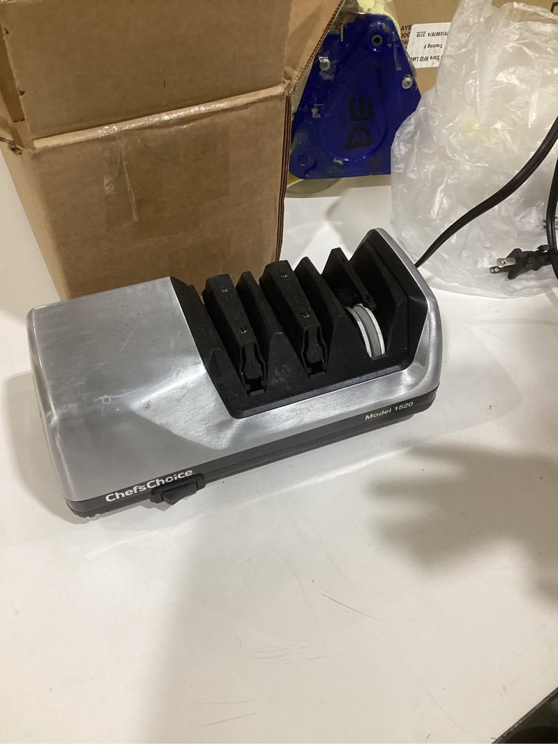 Condition photo showing As Is for Chef'sChoice Professional Electric Knife Sharpeners AngleSelect for 15- and 20-Degree Straight-Edge and Serrated Knives with Diamond Abrasives & Precision Angle Control, 2-Stage, Metallic Gray Chef'sChoice