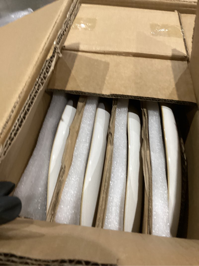 Condition photo showing Good Condition for 24 piece white ceramic plates and bowls sets for 8, reactive glaze stoneware with coastal?line look | ideal for holiday entertaining, thanksgiving, and large family meals white service for 8-24pcs