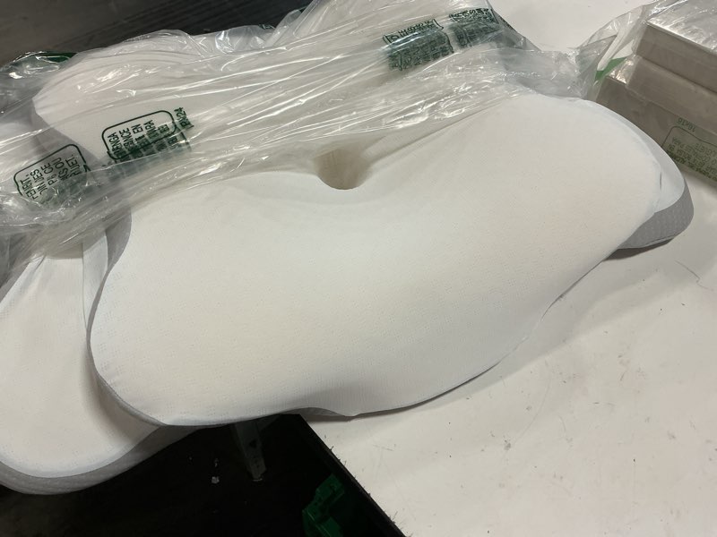 Condition photo showing Good Condition for cervical neck pillow for sleeping | ergonomic pillow for sleep apnea, neck pain, and snoring relief | contour memory foam with ergonomic support, white white standard