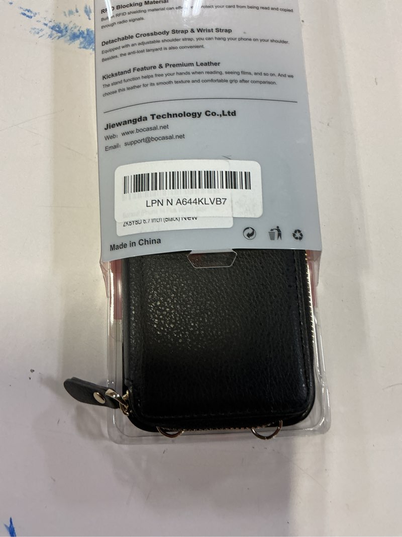 Condition photo showing Good Condition for Bocasal Crossbody Wallet Case for iPhone 14 Plus, RFID Blocking Leather Purse Case with Card Holder, Protective Handbag Flip Cover with Zipper Wrist Strap Lanyard for Women 5G 6.7 Inch (Black)