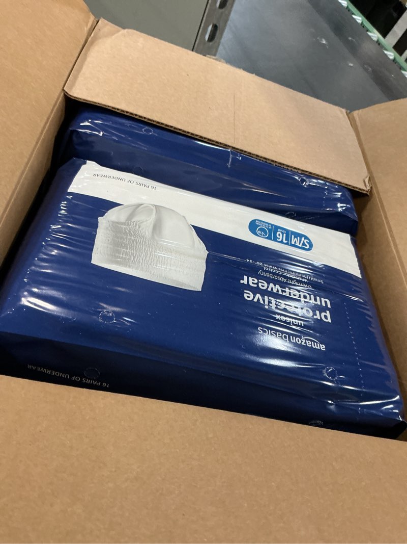 Condition photo showing Good Condition for Amazon Basics Unisex Protective Underwear, Overnight Absorbency, Small/Medium, 64 Count, (4 Packs of 16) Small/Medium 64.0