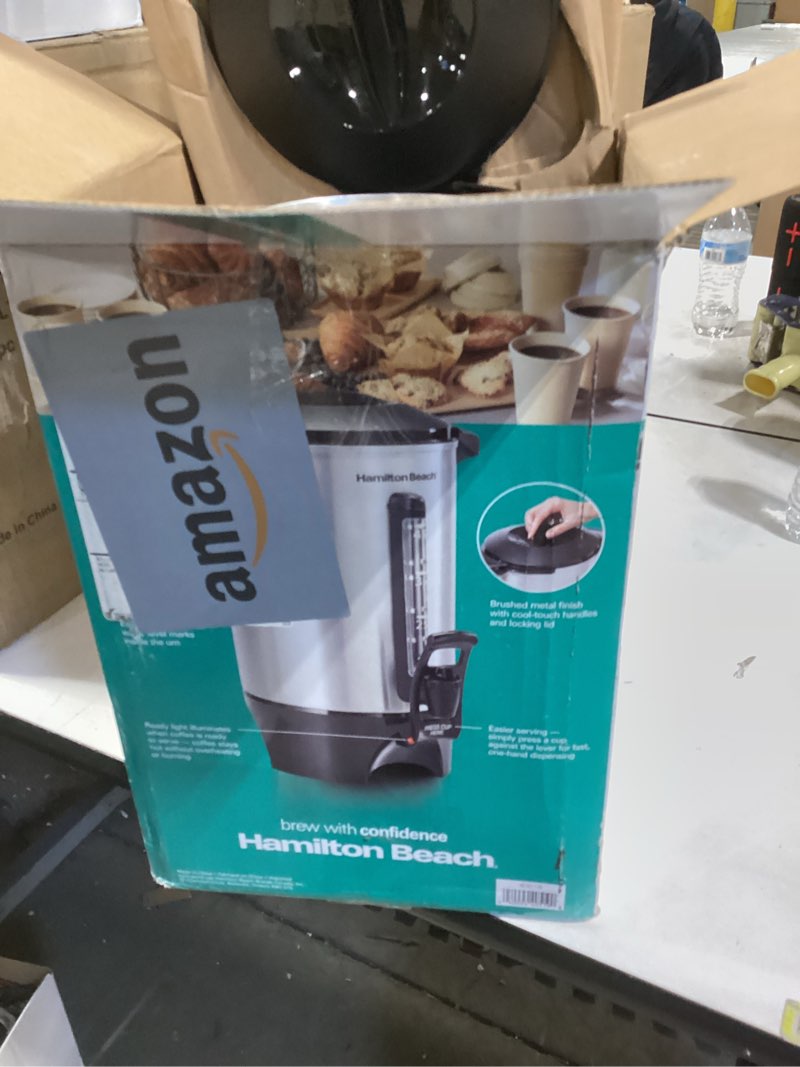 Condition photo showing As Is for Hamilton Beach 45 Cup Coffee Urn and Hot Beverage Dispenser, Silver (40519)