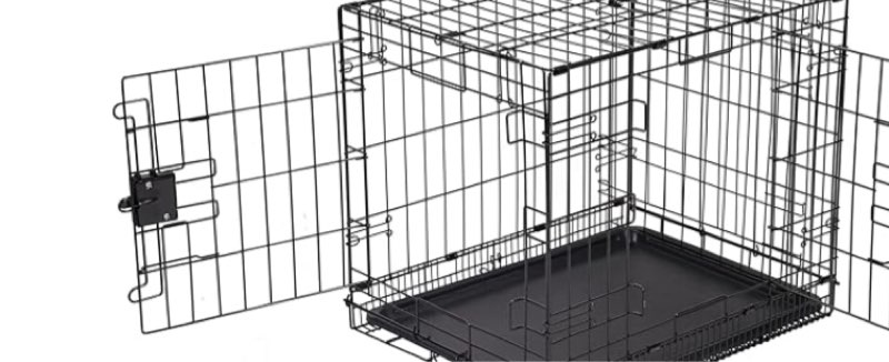 Amazon Basics Jaula para perros duradera y plegable de alambre de metal con bandeja