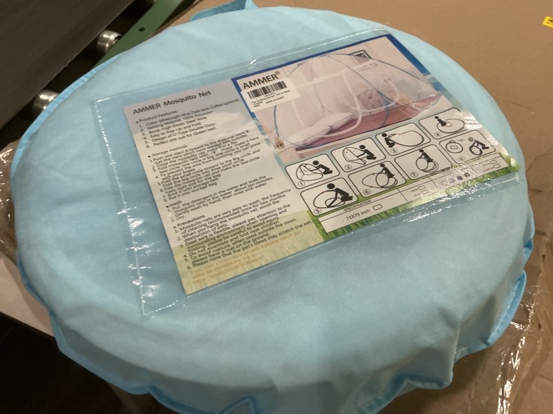 Condition photo showing New/Like New for AMMER Pop Up Mosquito Net Tent for Beds, Portable Foldable Mosquito Netting Folding Design with Net Bottom,2 Entries,Suit for Twin to King Size Bed (79x71x59inch) White