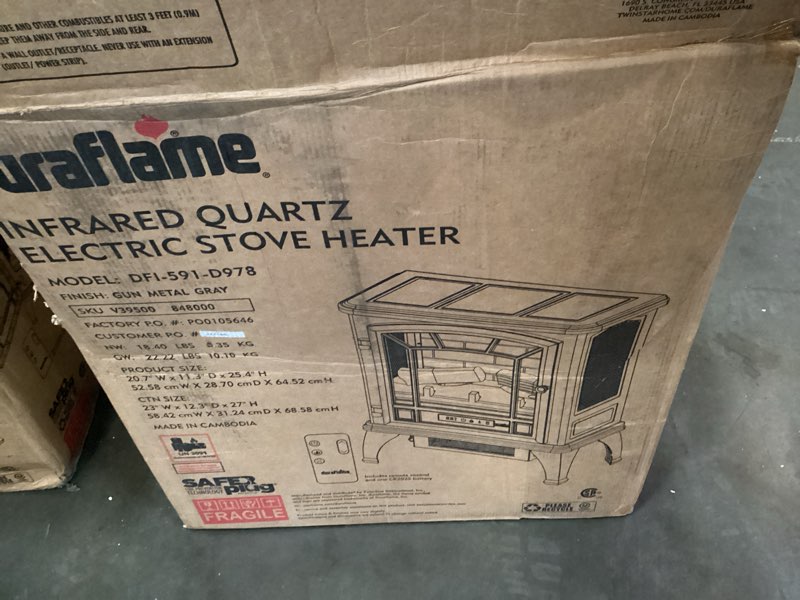 duraflame ELECTRIC STOVE HEATER COLOR GUN METAL GRAY