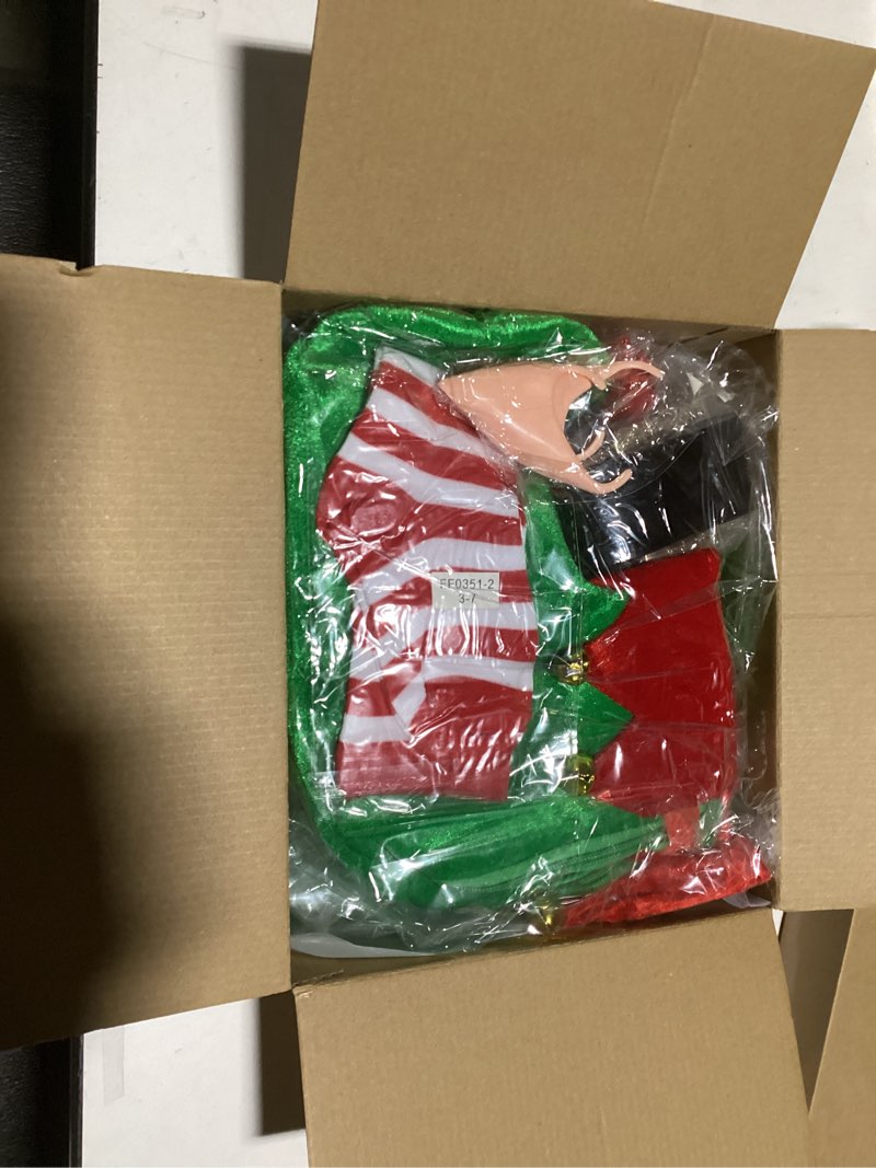 Condition photo showing Good Condition for 6 Pack Christmas Kids Elf Costume, Boys Christmas Elf Costume Velvet Cosplay Santa's Helper Costume Xmas Outfit 3-4T
