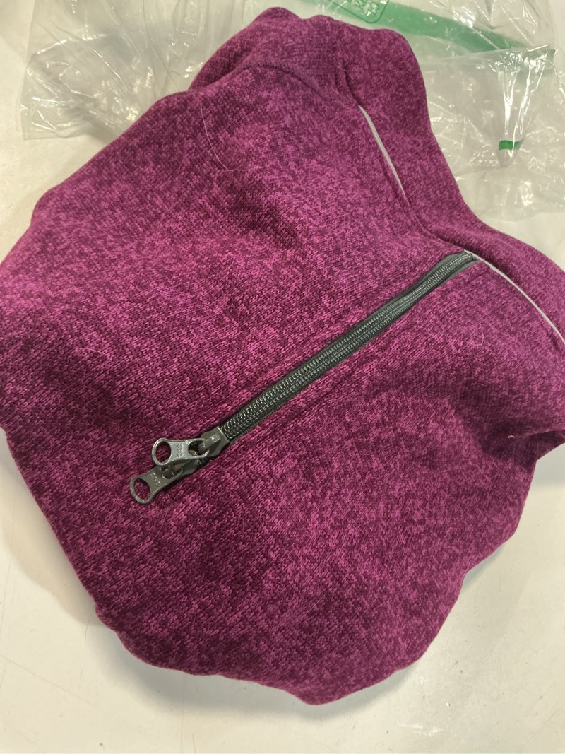 Condition photo showing As Is for Kurgo K9 Core Dog Sweater | Sweater for Dogs | Dog Vest | Knit Fleece Pet Jacket | Fleece Lining | Lightweight | Zipper Opening for Harness | Adjustable Neck | Heather Violet | X-Large