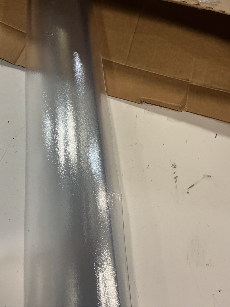 Condition photo showing As Is for upgraded 12x24 inch clear plastic dining table cover protector pvc vinyl heat resistant tablecloth for wood furniture coffee bed sofa side corner table top protection waterproof non-slip desk pad mat clear1.5 rectangle 12\" x 24\"(similar no same)