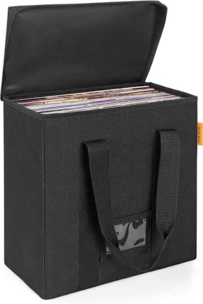 ibvivic vinyl record storage box with lids and handle vinyl album storage case bag for 7/10/12 inch 