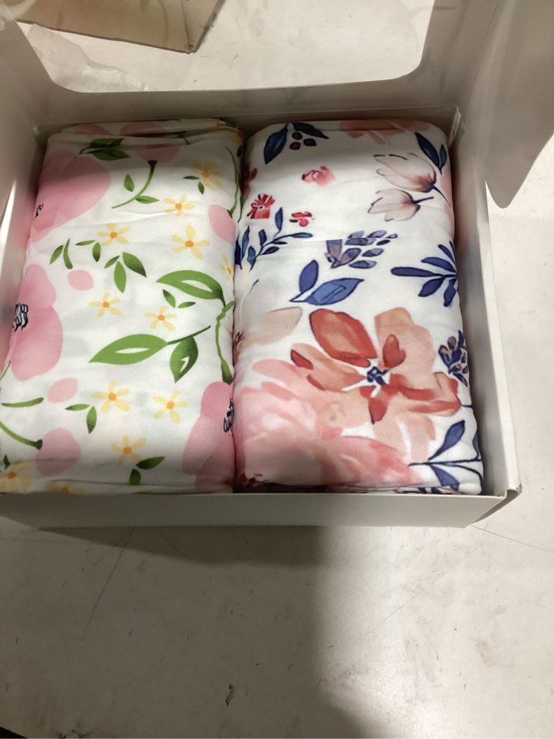 Condition photo showing New/Like New for TotAha Premium Stretchy Crib Sheets (2-Pack)-Hypoallergenic, Silky Comfort, Buttery Soft, Calming Effect, All-Season Jersey-Knit Sheets, 9'' Extra Deep Pocket(Meredith Allover Floral & Pale Pink) Meredith Allover Floral & Pale Pink Flowers Crib Sheets