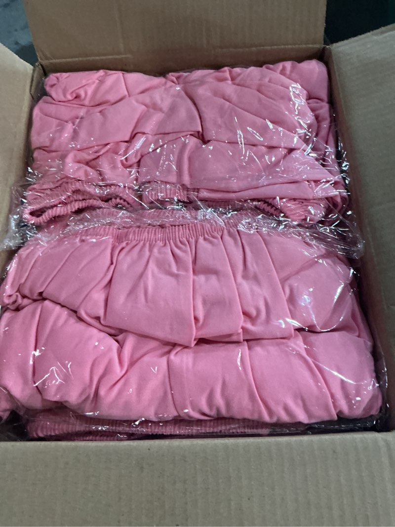 Condition photo showing New/Like New for fitted tablecloth for 8 foot rectangle tables-6 pack pink elastic outdoor picnic table cover-spandex stretch folding table cloths 8ft for camping dining room patio kitchen banquet party pink 30'' x 96'' | 6 pack