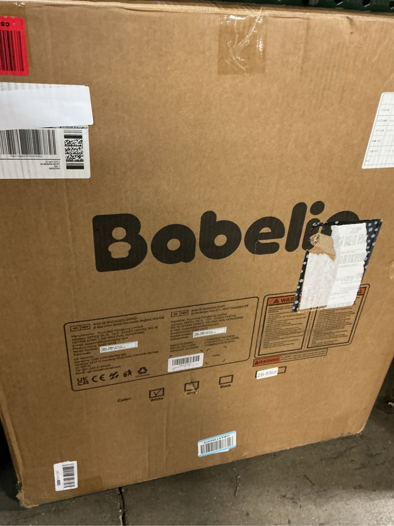 Condition photo showing New/Like New for babelio 29-55 inch extra wide baby/dog gate, pressguard p7, metal auto close, pressure mounted pet door for doorways, no need tools and drilling, with wall cups, white white 30"tall 29"-55" wide