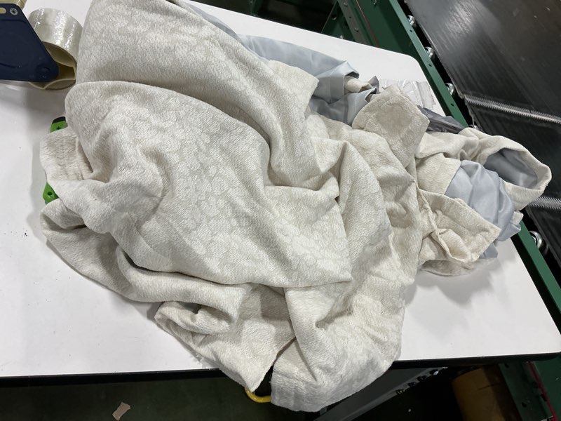 Condition photo showing As Is for Beige blackout curtains, size unknown 