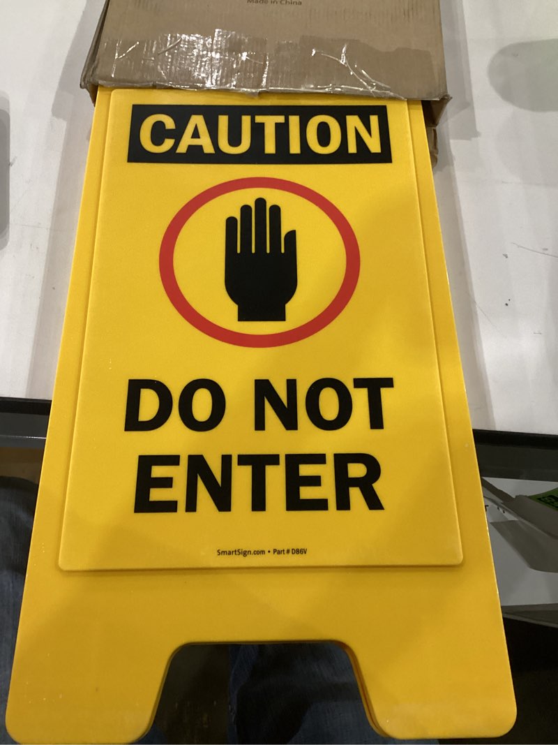 SmartSign Folding Floor Sign, Legend "Do Not Enter" with Graphic, 25" high x 12" wide, Black/Red on 