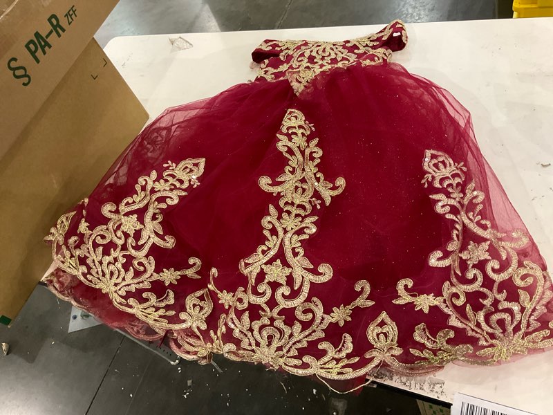 Dress-Girls, Size 5, Red, Gold, Tulle, Fancy, Special Occasion