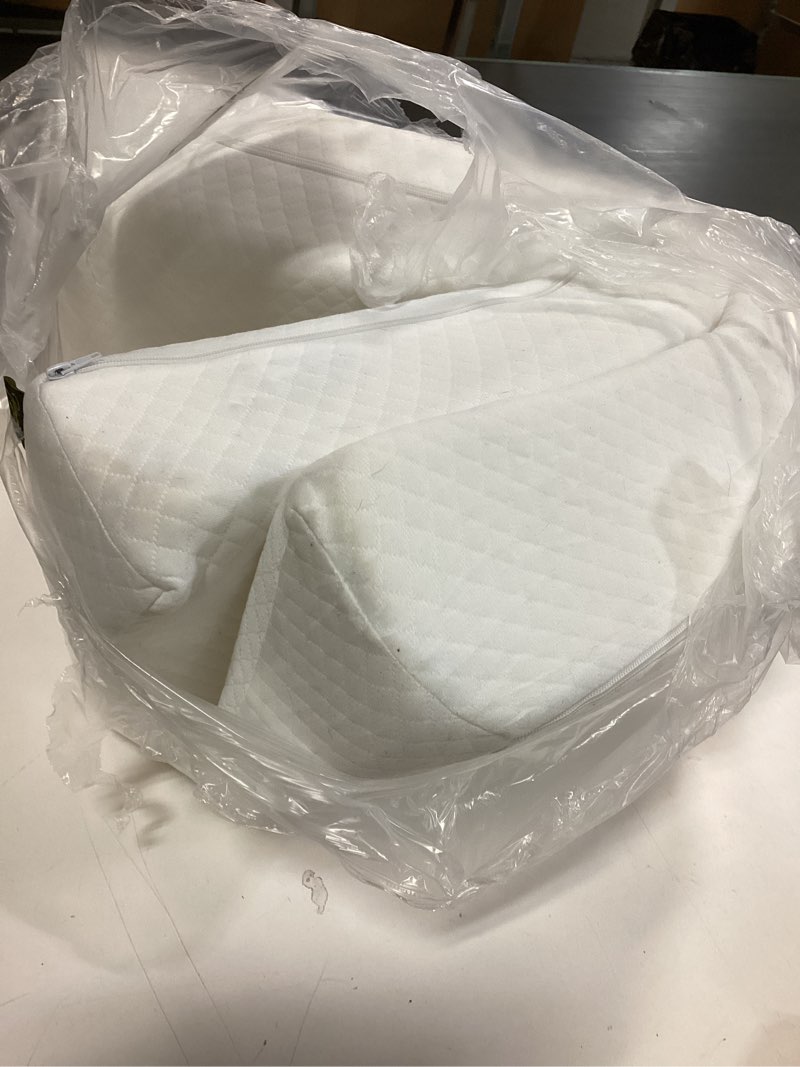 Condition photo showing As Is for Homemate King Size?76"x10"x6"? Bed Wedge Pillow for Headboard - Bed Gap Filler(0-8") - Triangle Bloster Pillow Wedge - White White King