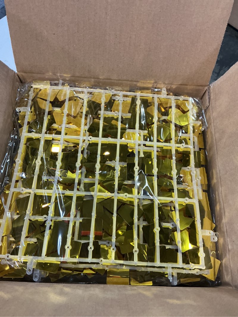 Condition photo showing New/Like New for 24 Pcs Gold Shimmer Wall Backdrop - 4x6 FT Gold Sequin Wall for Graduation, Anniversary & Engagement Decor Gold 24 Pcs