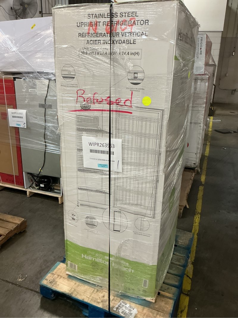 Condition photo showing Good Condition for Hamilton Beach 19.2 CU FT Commercial Upright Refrigerator W:30.6" x L:27.4" X H:74.4" (Stainless Steel) Fridge