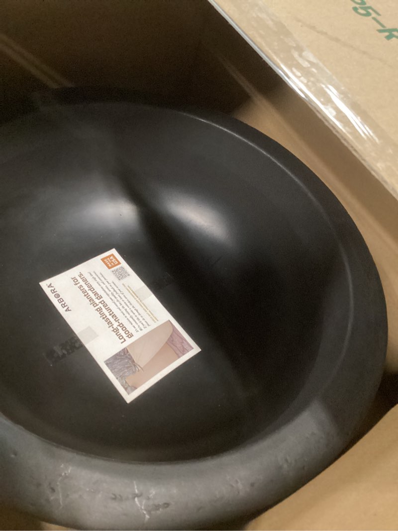 Condition photo showing Good Condition for ARBORA 21\" Santorini Bowl Single  with Classic Black Finish - Polyresin Indoor and Outdoor Planters, Durable, Weatherproof, Lightweight, Large Plant Pots for Patio, Garden, Deck, Entryway Black 21\"