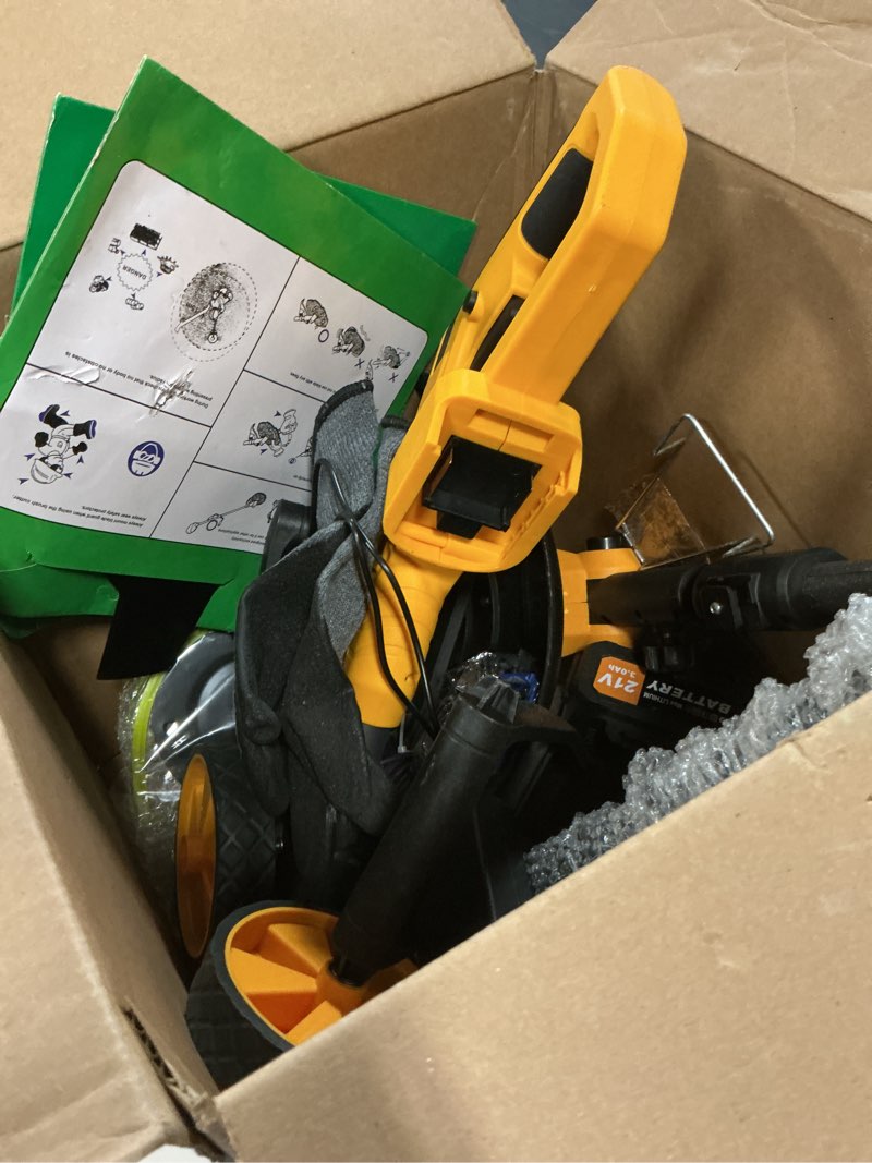 Condition photo showing Good Condition for 20000 rpm electric weed wacker battery powered 6000mah, 800w brushless weed eater with wheels, 4-in-1 brush cutter/string trimmer/grass trimmer/edger tool,stringless weed trimmer metal blade,2 battery yellow