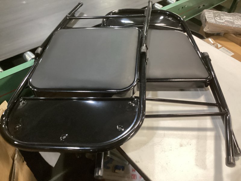 Condition photo showing As Is for ( incomplete) DUMOS 4 Pack Leather Padded Folding Chair, Indoor Outdoor Portable Stackable Commercial Seat with Steel Frame, Capacity for Home, Office, Party, Comfy, Black Black 4 Pack