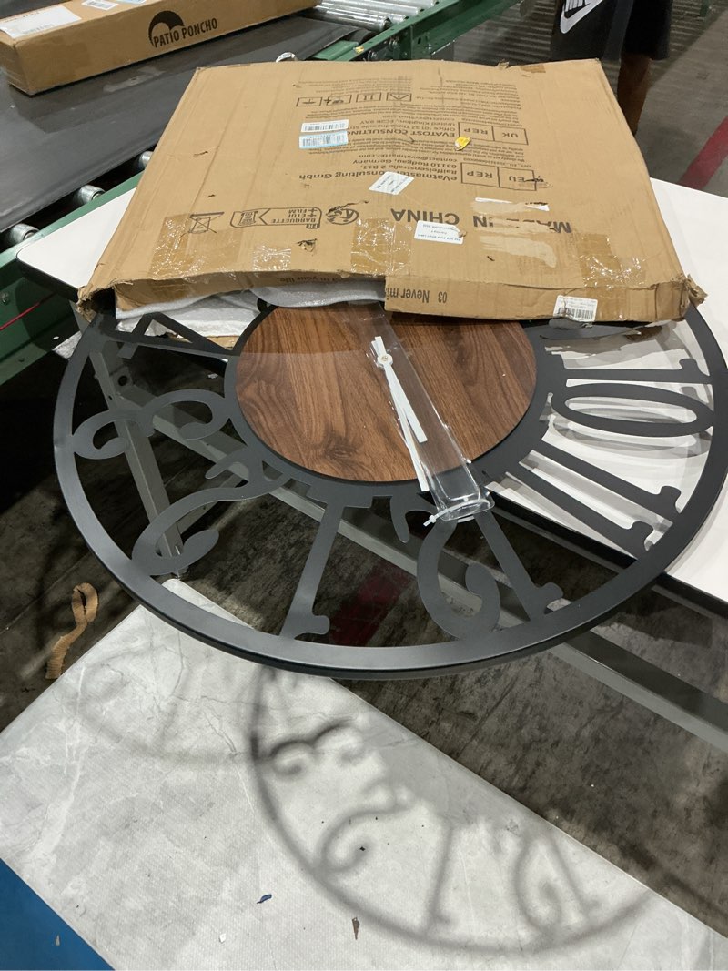 Condition photo showing Good Condition for 24 inch large metal wall clock with voice and light sensor night light, glow in the dark non-ticking silent battery operated decorative oversized wall clock for bedroom living room decor dark brown - arabic numbers 24inch (60cm)