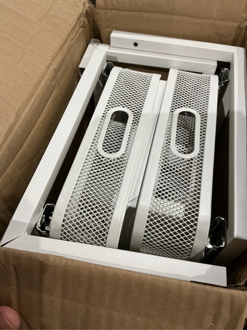 Condition photo showing Good Condition for 2-pack 21.3 in depth under sink organizer with next-gen ball-bearing slides,sophisticated mesh 2-tier pull out shelf for kitchen & bathroom,fits small items-white(patented) 2 pack-21.3"dx11.8"-16.5"h white