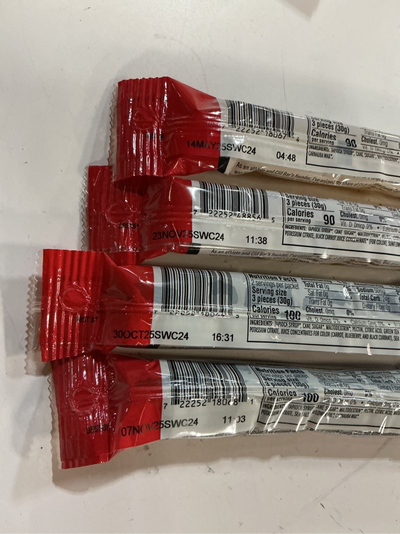 Condition photo showing Good Condition for (Different dates)CLIF BLOKS - Energy Chews - Variety Pack - Non-GMO - Plant Based - Fast Fuel for Cycling and Running - Quick Carbohydrates and Electrolytes - 2.12 oz. Packets (12 Count) Bloks Variety Pack 12 Count (Pack of 1)