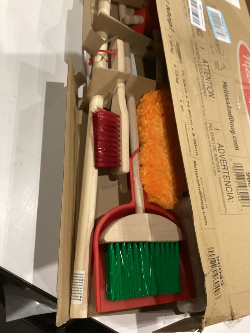 Condition photo showing Good Condition for Melissa & Doug Let's Play House Dust! Sweep! Mop! 6 Piece Pretend Play Set - Toddler Toy Cleaning Set, Pretend Home Cleaning Play Set, Kids Broom And Mop Set For Ages 3+