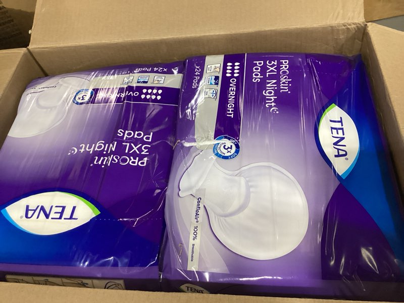 Condition photo showing New/Like New for tena incontinence pads, 3xl plus size, overnight absorbency, for men & women, proskin - 48 count xxxl 24 count (pack of 2)